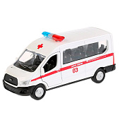 Металлическая инерционная машинка Ford Transit Скорая помощь Технопарк SB-18-18-A-W-WB